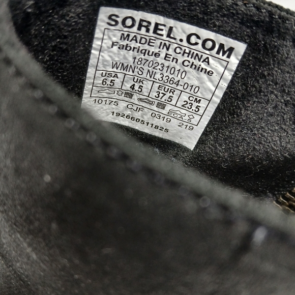 Sorel Joan of Arctic Chelsea Zipper Ankle Wedge Boot Black Leather Size 6.5 - Picture 6 of 6